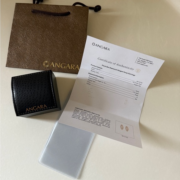 14k Rose Gold Diamond Pavé Hoop Earrings - Picture 11 of 11